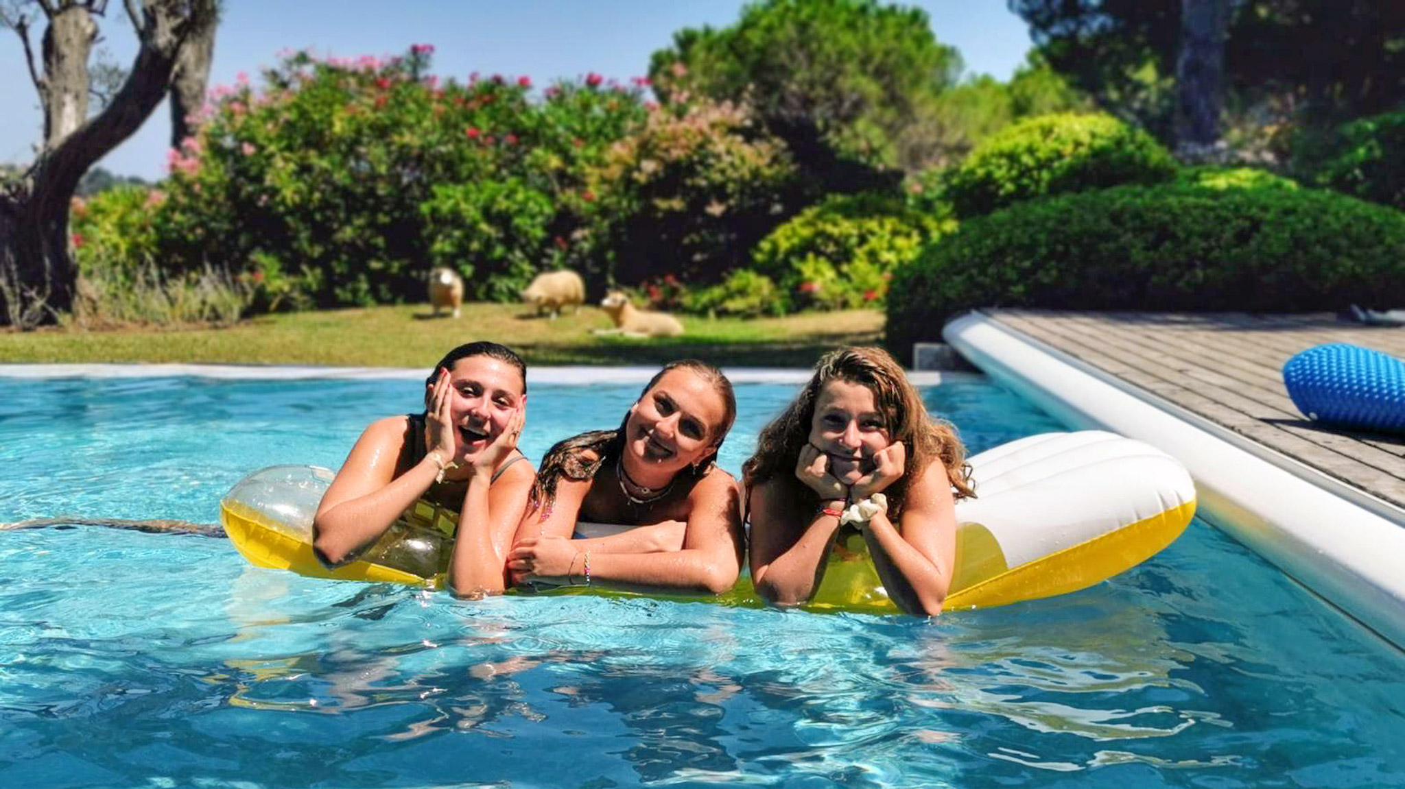 Moment de detente pour les enfants dans la piscine